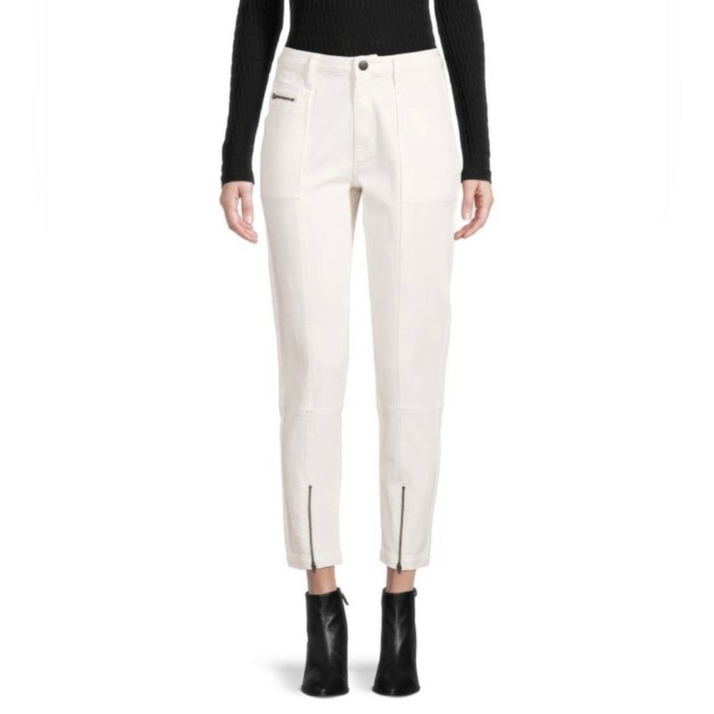 Joie Jeans Emerson Cropped Pant White with Zipper Detail Size 26